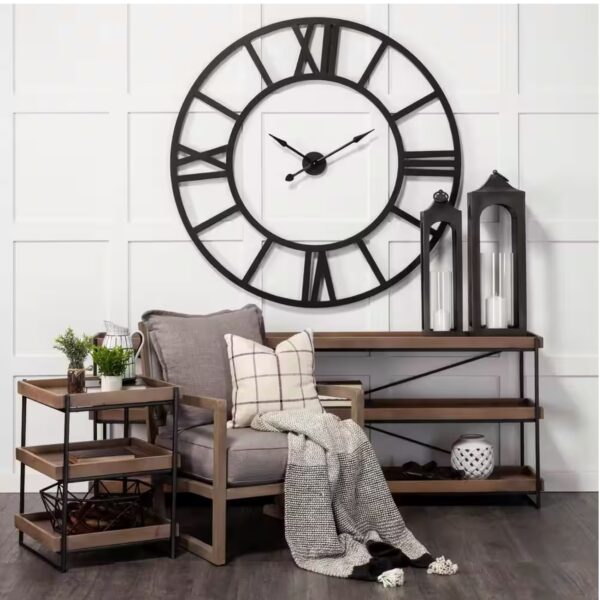 Stoke 54 in. Round Giant Oversized Industrial Wall Clock