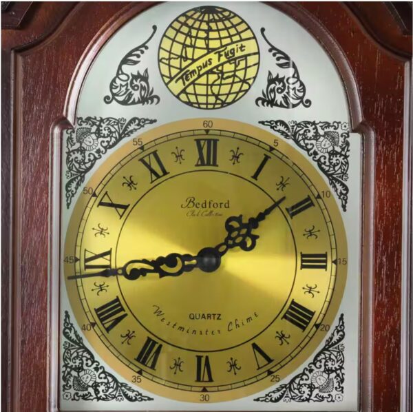 38 in. Grand Antique Cherry Oak Chiming Wall Clock